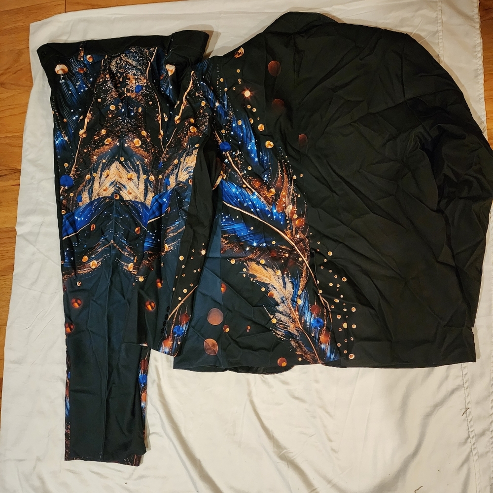 Colorful Abstract Blazer and Pants Set..jjacket Size Extra Large...pants 36×30